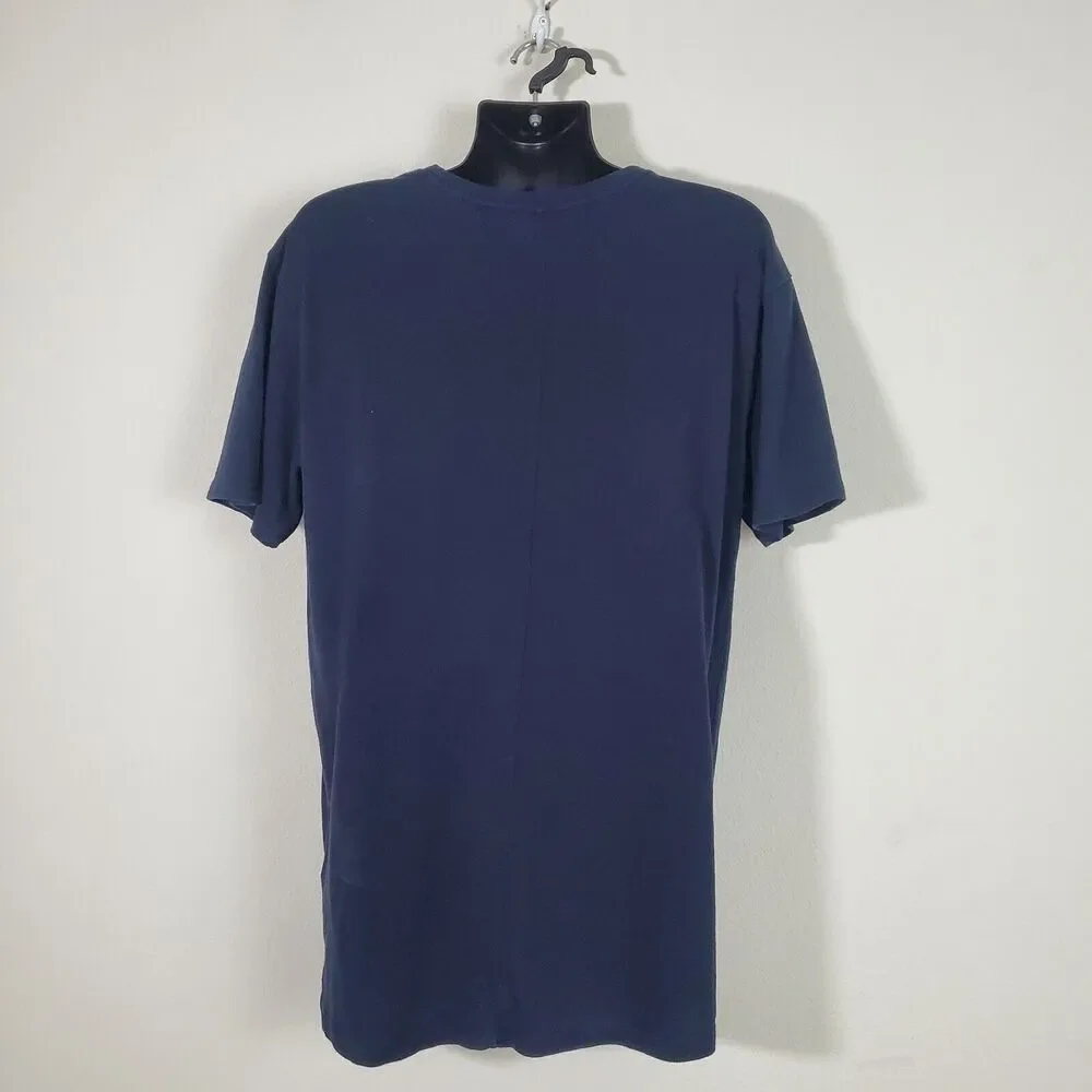True Religion Men's Tee Large Navy Blue Embroidered Horseshoe Logo Crewneck Long